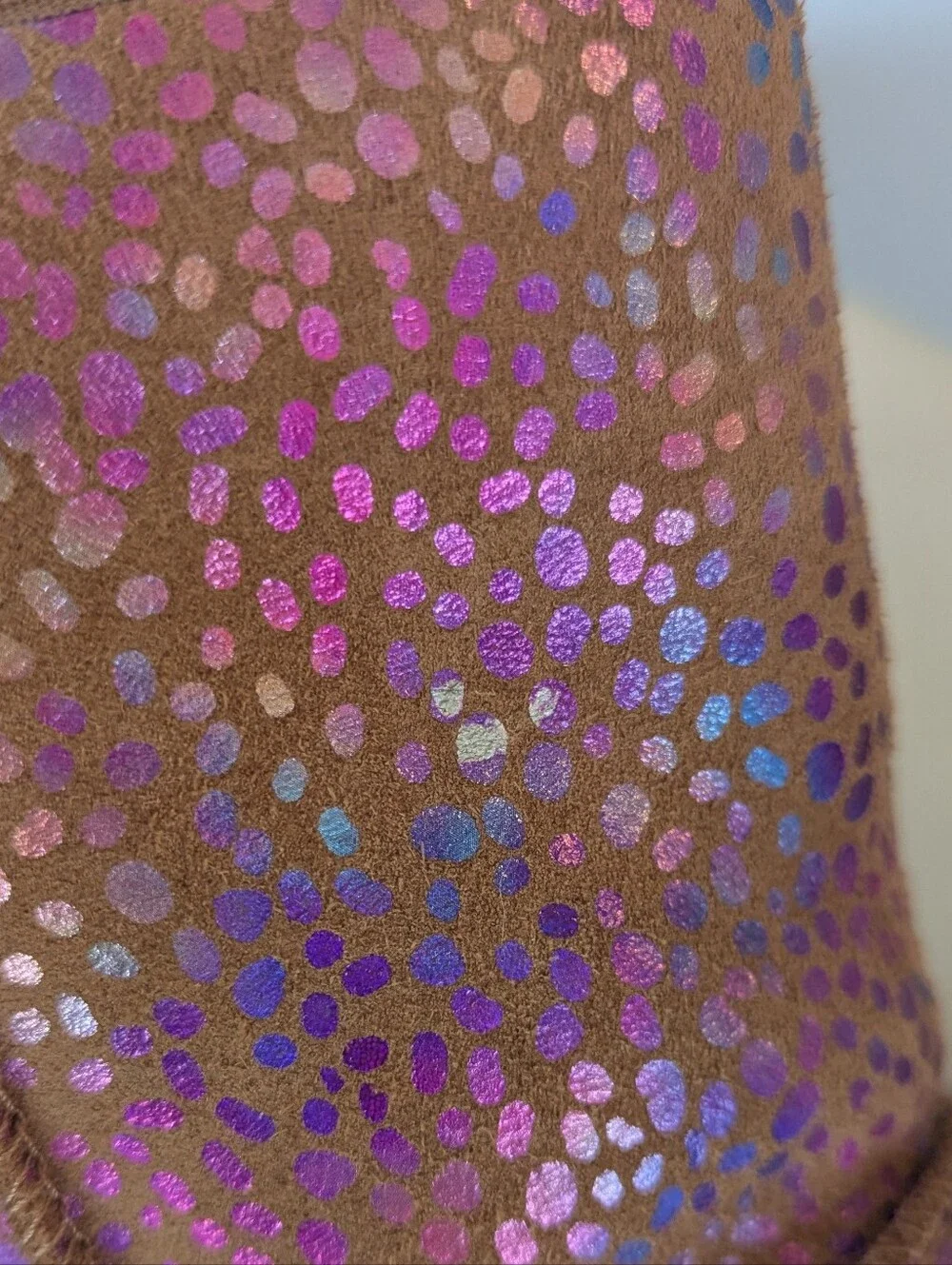 UGG Brown Suede Metallic Rainbow Dots Winter Boots